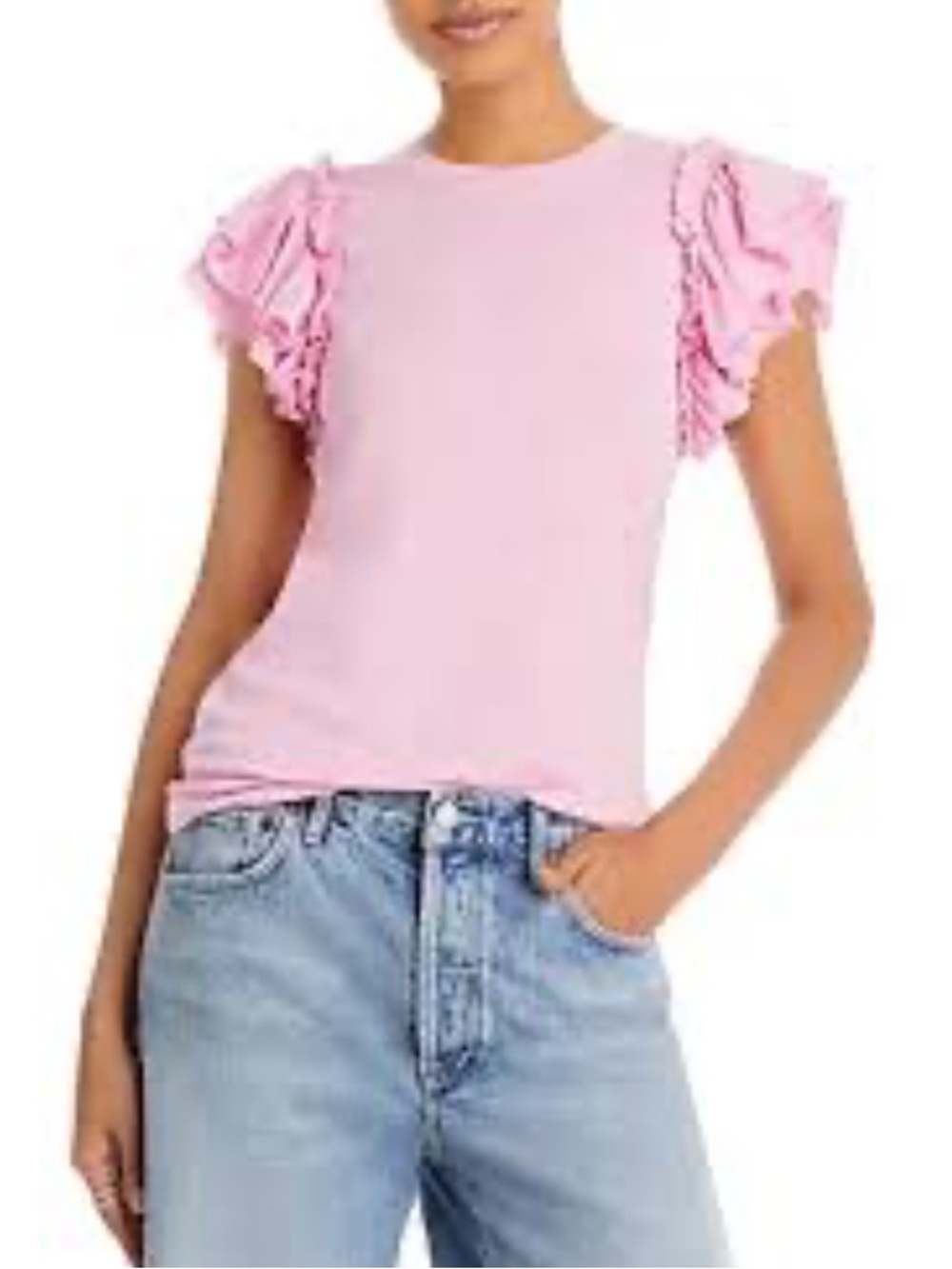 Goldie Double Ruffle Slim Fit Shirt Sz L